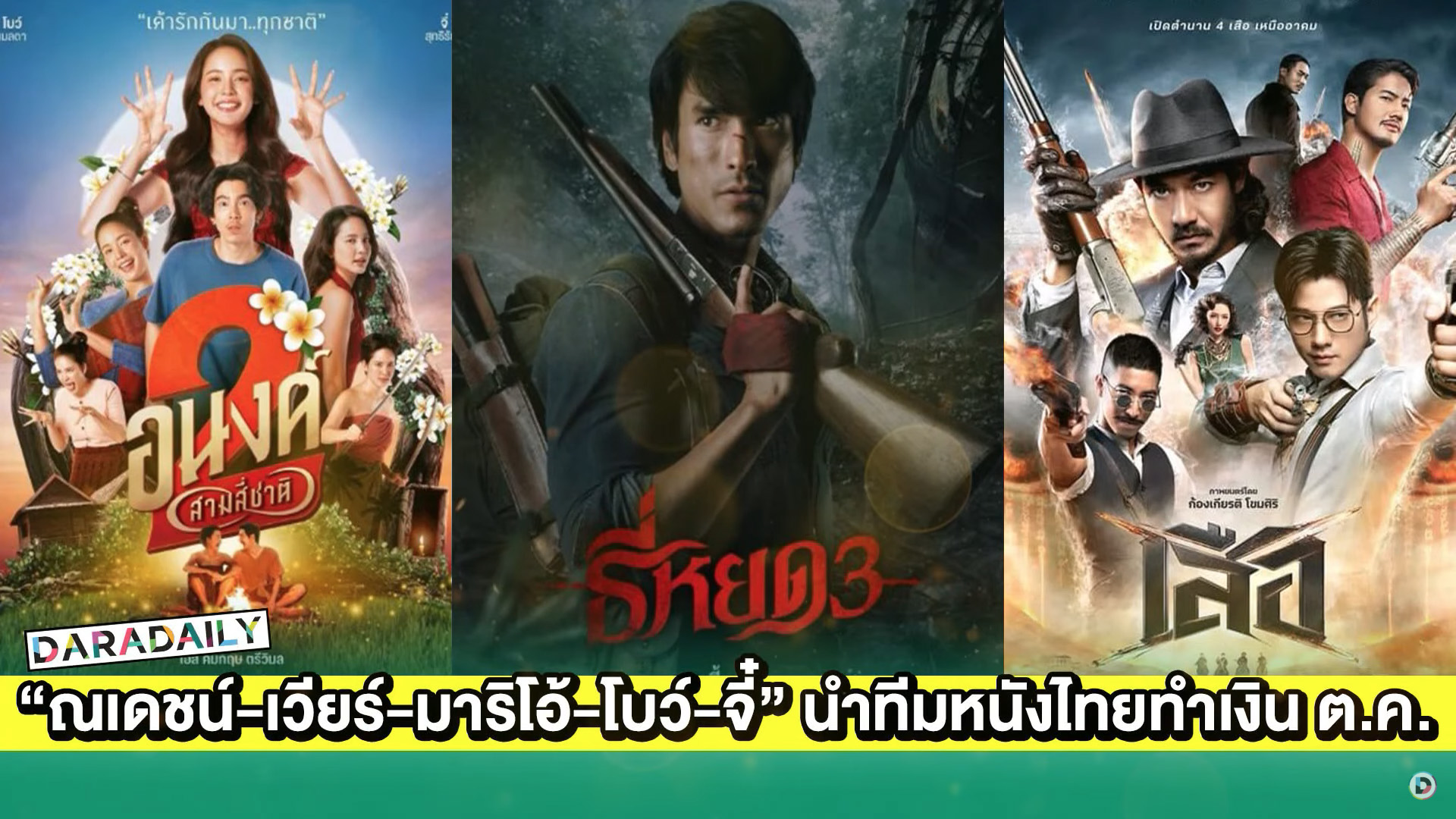 “ณเดชน์-เวียร์-มาริโอ้-โบว์-จี๋” นำทีมหนังไทยทำเงิน ต.ค.