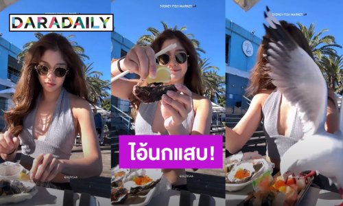 นกแสบมาก! “มะปราง อลิสา” นั่งกินอาหารแบบสวยๆ ตกใจเจอนกบินโฉบขโมยของกินต่อหน้าต่อตา