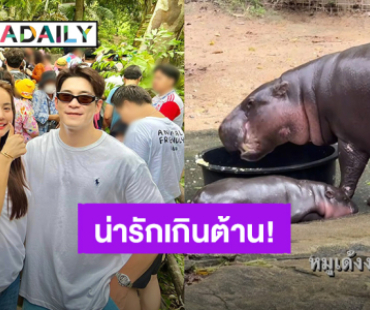 น่ารักเกินต้าน! “อาเล็ก - โบว์” ไปดู “น้องหมูเด้ง” แต่ “หมูไม่เด้ง” เพราะหลับหมดไม่สนใครมา